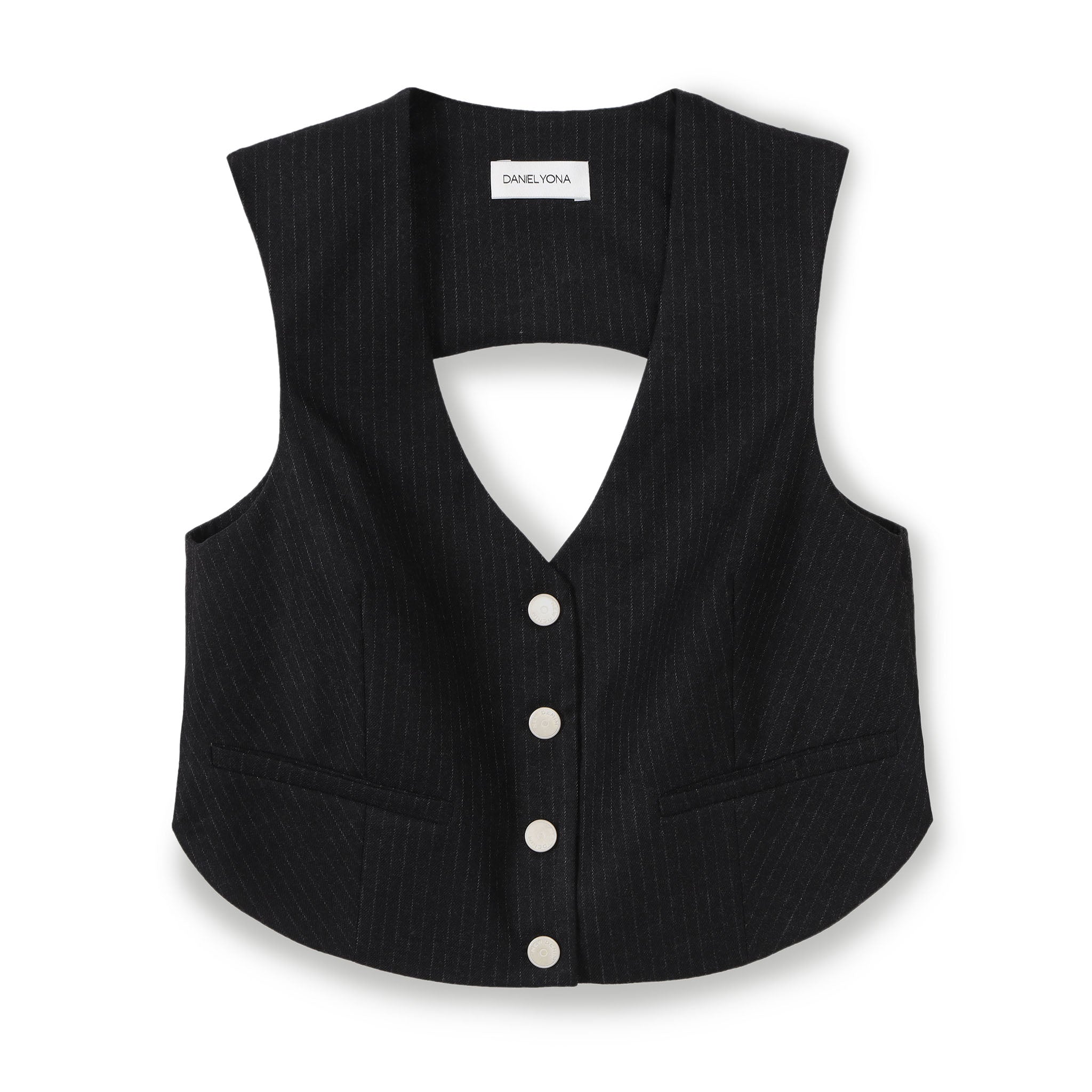 Dsdana Open Back Knit Vest Vest Buttercream White main image 1