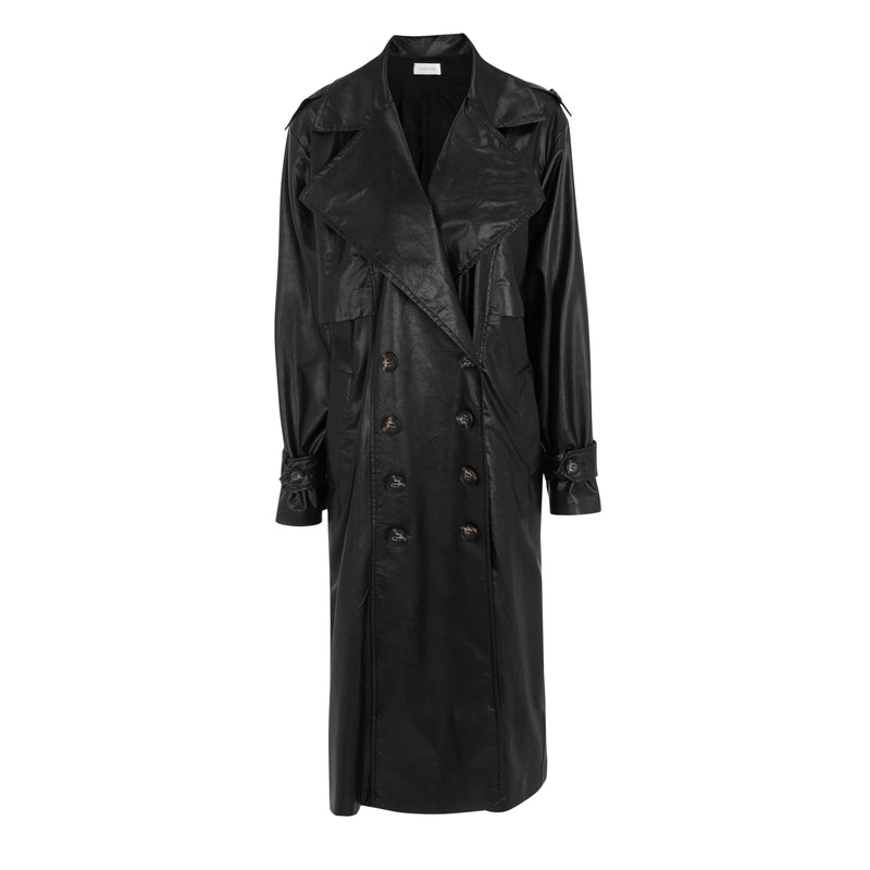 Vegan leather trench jacket