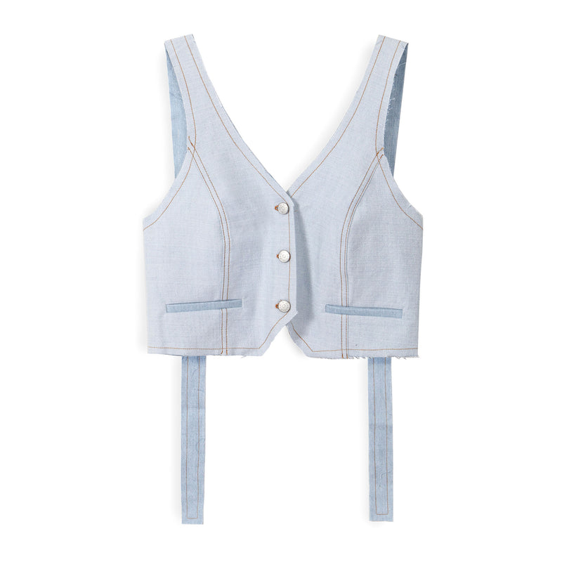 Wild vest open back denim